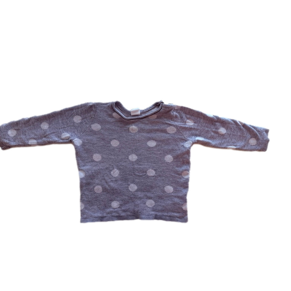 Baby girl H&M Sweater 6-9M Gray with White polka Dots
